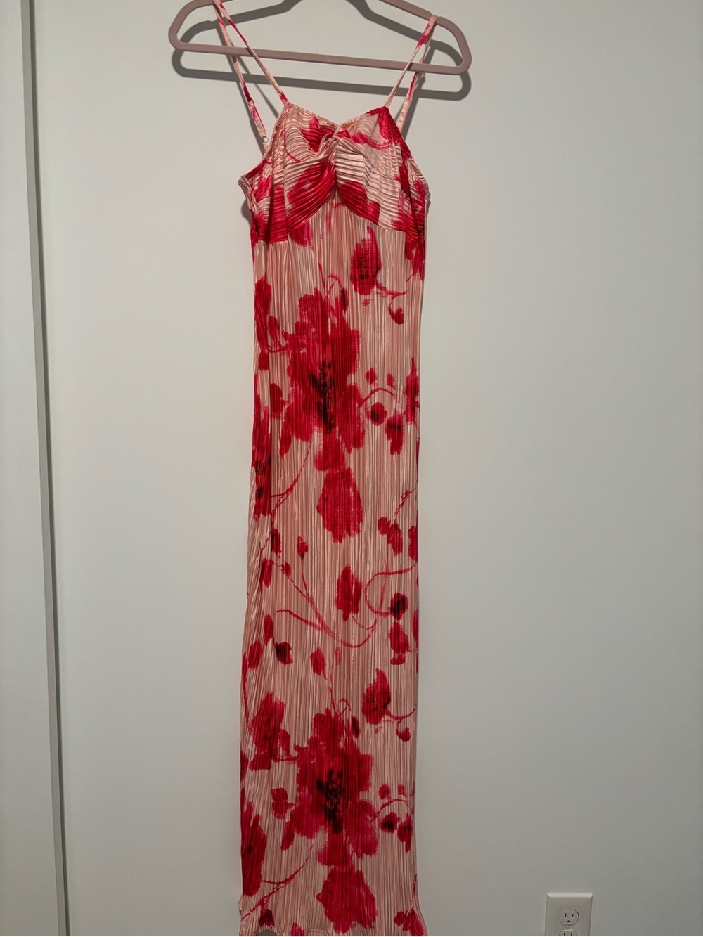 Red Floral Slip Dress - Sleeveless Maxi